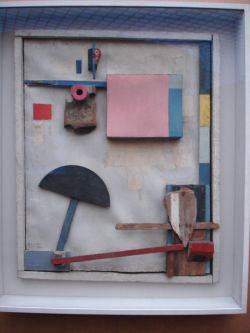 Merzbild Kijkduin 1923, gemengde techniek op hout