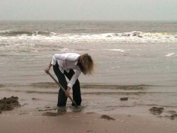 kuil? Karin Hasselberg: ''Het is hier eb, hij blijft nog even.''