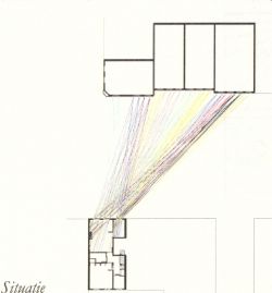 zichtlijnen. onder: Sarah's huis, boven: de overburen