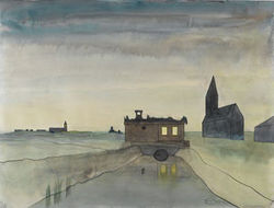 Forbidden zone (1964). Beeld van de kaalslag met de Julianakerk - Brakmanlezers bekend - in de verte en de Sportlaankerk.