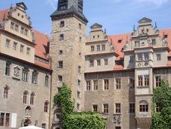 bij de vernieuwing van de daken van Schloss Merseburg werd  het schoentje gevonden