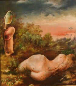 Rottende dame met vogel (1945)