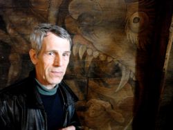 restaurator Willem Haakma Wagenaar, rechts het mannetje in de muil